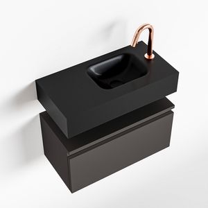 Toiletmeubel Mondiaz Andor | 60 cm | Meubelkleur Dark grey | Lex vrijhangend wastafel Urban Rechts | 1 kraangat