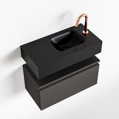 Toiletmeubel Mondiaz Andor | 60 cm | Meubelkleur Dark grey | Lex vrijhangend wastafel Urban Rechts | 1 kraangat