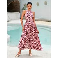 Maxi-jurk met geometrische kanten rand van rayon - thumbnail