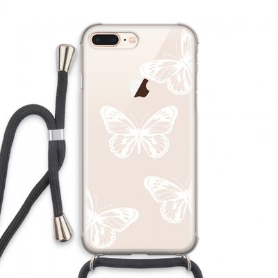 White butterfly: iPhone 8 Plus Transparant Hoesje met koord