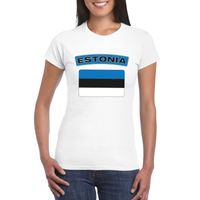 T-shirt met Estlandse vlag wit dames - thumbnail