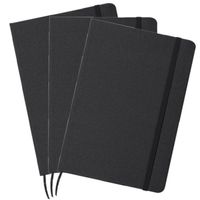 Set van 3x stuks luxe schriftjes/notitieboekjes zwart met elastiek A5 formaat - Schriften - thumbnail