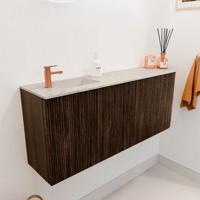 Toiletmeubel Mondiaz Joya Dlux | 101.6 cm | Meubelkleur Walnut | Faye wastafel Ostra Wasbak Links | 1 kraangat