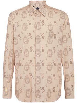 Billionaire chemise en coton stretch à logo imprimé - Tons neutres