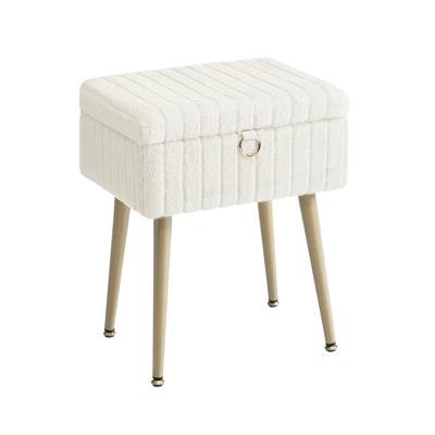 Make up kruk met opbergruimte en gewatteerde zitting, crèmewit