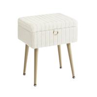 Make up kruk met opbergruimte en gewatteerde zitting, crèmewit