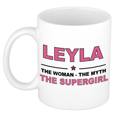 Leyla cadeau mok - Woman Myth Supergirl - naam koffiemok - 300 ml - collega - moederdag