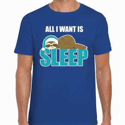Slaapshirt voor heren - All I want is sleep - pyjama - blauw - Kerst slaapshirt Slaapshirt voor heren - All I want is sleep - pyjama - blauw - Kerst slaapshirt