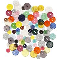 Creativ Company Knopen, d 12+18+20 mm, diverse kleuren, 50 gr, 100 stuk/ 1 doos