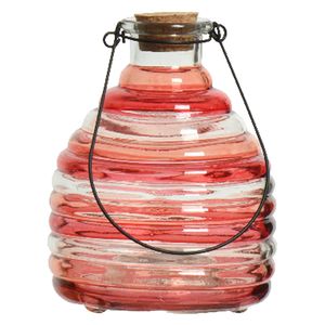 Wespenvanger/wespenval met hengsel - glas - rood - D13 x H17 cm