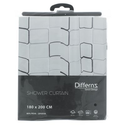 Douchegordijn Differnz Cubi Polyester 180x200 cm Zwart Differnz