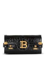 Balmain mini sac à bandoulière à effet peau de crocodile - Noir