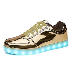 Voor heren Sneakers LED schoenen Wandelen Dagelijks PU Hoogte toenemende Korte laarsjes / Enkellaarsjes Veters Zilver Zwart Wit Lente Lightinthebox