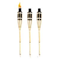 Esschert Design Tuinfakkel - 3x - bamboe - navulbaar - 60 cm - sfeer verlichting