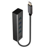 LINDY 43325 USB-C (USB 3.2 Gen 2) multiport hub 4 poorten Grijs