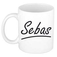 Naam cadeau mok / beker Sebas met sierlijke letters 300 ml