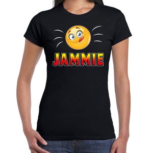 Funny emoticon t-shirt jammie zwart dames