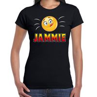 Funny emoticon t-shirt jammie zwart dames - thumbnail