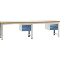 Manuflex WP5767.0002 Compleet werkbank basis- en aanbouw PROFI standaard met kunststof plaat, bxdxh = 4000 x 700 x 840 mm Manuflex WP5767.0002 Compleet werkbank basis- en aanbouw PROFI standaard met kunststof plaat, bxdxh = 4000 x 700 x 840 mm