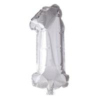 Globos Folie ballon nummer '1' zilver 40cm