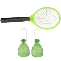 2x Groene wespenvallen met vliegenmepper anti wesp/vlieg   -