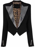 Philipp Plein blazer crop à ornements en cristal - Noir - thumbnail