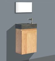 Lambini Designs Wood Stone toiletmeubel eiken met natuursteen rechts - thumbnail