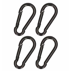 Karabijnhaak - 8x - zwart - staal - 8 cm - carabiner - 230 kg draagkracht