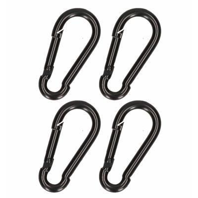 Karabijnhaak - 8x - zwart - staal - 8 cm - carabiner - 230 kg draagkracht