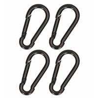 Karabijnhaak - 8x - zwart - staal - 8 cm - carabiner - 230 kg draagkracht