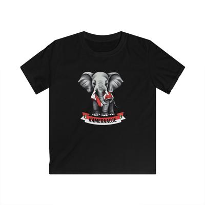 T-shirt regular zwart - kids - Kameraadje olifant - logo voor groot