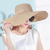 Vrouwen zomer hoeden opvouwbare brede rand strand Sun Straw Cap elegante hoeden Caps Color:Khaki(M)