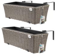 Polyrotan Balkonbak Set van 2 Creme