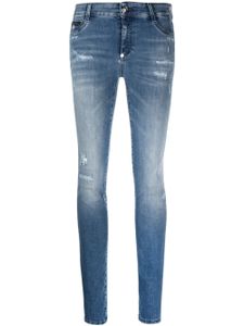 Philipp Plein jean skinny à tête de mort brodée - Bleu