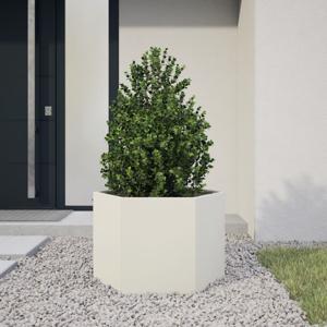 VidaXL Plantenbak zeshoek 69x60x45 cm staal wit