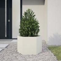 VidaXL Plantenbak zeshoek 69x60x45 cm staal wit