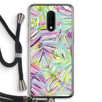 Tropical Palms Blue: OnePlus 7 Transparant Hoesje met koord