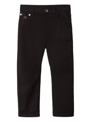 Brunello Cucinelli Kids jean droit à logo brodé - Noir