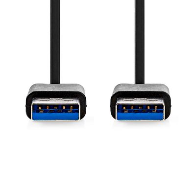 Nedis USB-Kabel | USB 3.2 Gen 1 | USB-A Male | USB-A Male | 5 Gbps | Vernikkeld | 1.00 m | Rond | PVC | Zwart | Doos - CCGB61000BK10
