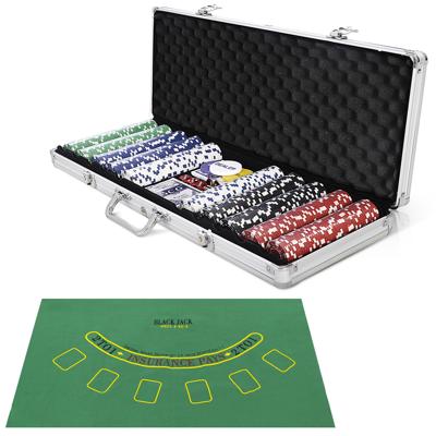 Pokerset met 500 Laserchips Aluminium Pokerkoffer Pokerchips Complete Set Pokerkoffer met Doek 2 Pokerdecks