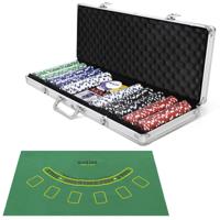 Pokerset met 500 Laserchips Aluminium Pokerkoffer Pokerchips Complete Set Pokerkoffer met Doek 2 Pokerdecks