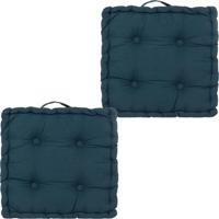 Atmosphera Vloerkussen Square - 2x - donkerblauw - katoen - 38,5 x 38,5 x 8 cm - vierkant - Extra di