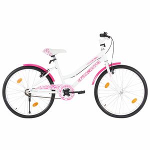 Kinderfiets 24 inch roze en wit