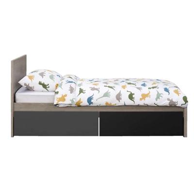Leen Bakker - Bed Tempo Incl. Ladenset - Eikenkleur - 90x200 Cm - Spaanplaat - Grijs