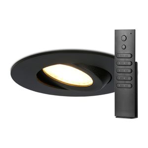 HOFTRONIC™ Set van 8 stuks LED inbouwspots Napels IP65 8 Watt 2700K dimbaar 360° kantelbaar zwart incl. afstandsbediening