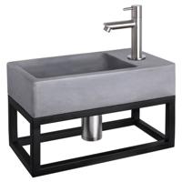 Differnz Force fonteinset beton donkergrijs - kraan recht - met handdoekrek - 40 x 22 x 9 cm - mat chroom