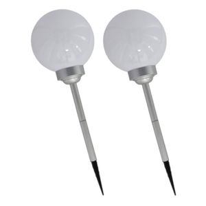 Set van 2x stuks solar tuinlampen/prikspots bol op zonne-energie 56 cm