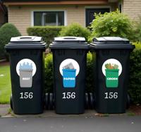 Huisnummer scheidingsronde container sticker