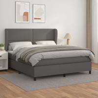 Boxspring met matras kunstleer grijs 180x200 cm