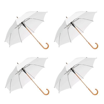 Bruiloft paraplu bruid/bruidegom - 4x - wit - houten handvat - dia 103 cm